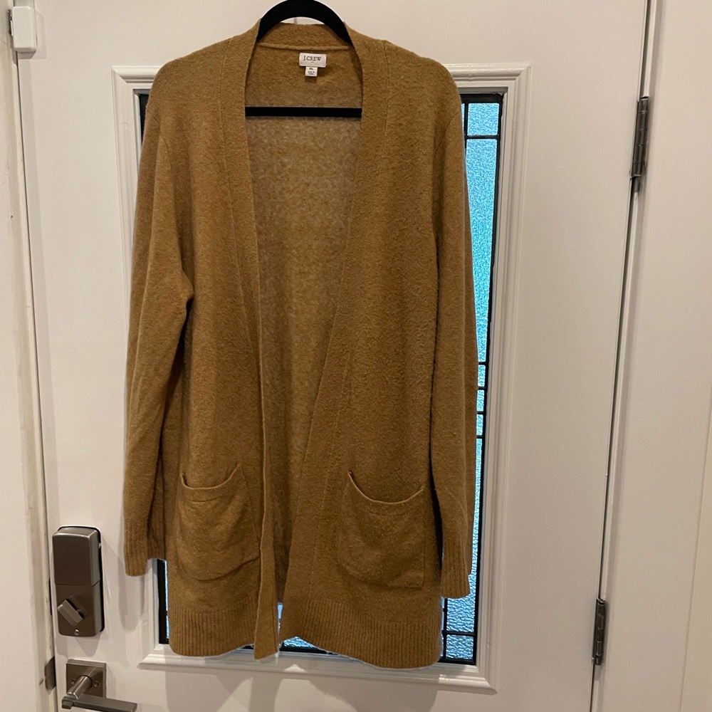 J.Crew Factory, size XL, open front long cardigan. Tan color.